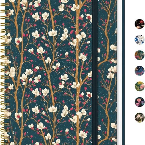 A5 Spiral Notebook, S-Magnolia, 140 Pages
